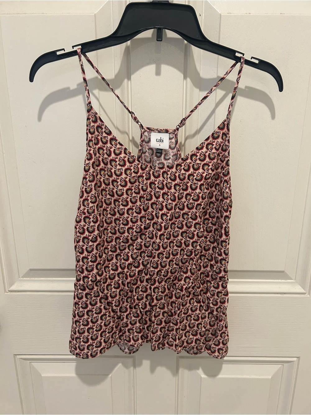 CAbi Pink Floral-Print Spaghetti-Strap Tank